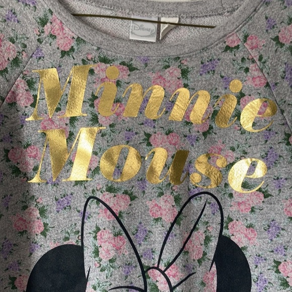 Forever 21 Disney Minnie Mouse gold grey floral pullover crew neck sweatshirt S - Picture 3 of 16